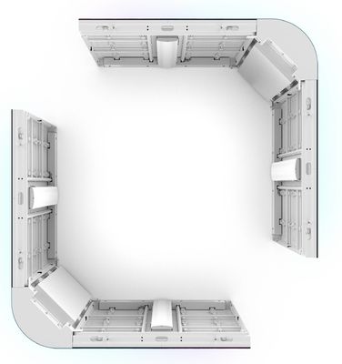 Ecrã LED de publicidade ao ar livre P4 P5.7mm Alumínio impermeável IP65 960*960mm L-formado Curva de canto direito Solução