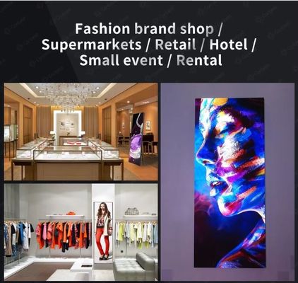 GOB P1.5 P1.8 P2 Screen de cartaz LED interior para banners Portable Led Video Wall com rodas para loja de feiras
