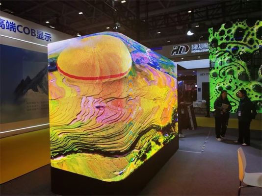 Solução de ângulo reto e canto curvo 3D exterior P4 P5.7mm Led Display Screen Alumínio Íntegro IP65 960*960mm Outdoor Advertising Led Screen